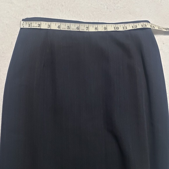 Bill Burns For Nordstrom 100% Wool Skirt Women's Size 8 Navy Woven Pencil Career - Picture 6 of 7
